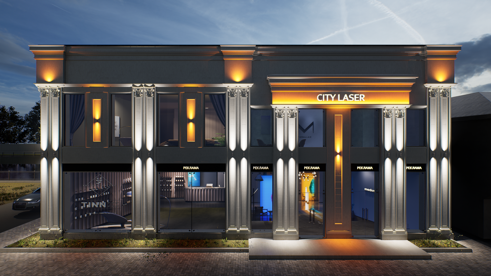 Проекты Подсветка фасада здания City Lazer