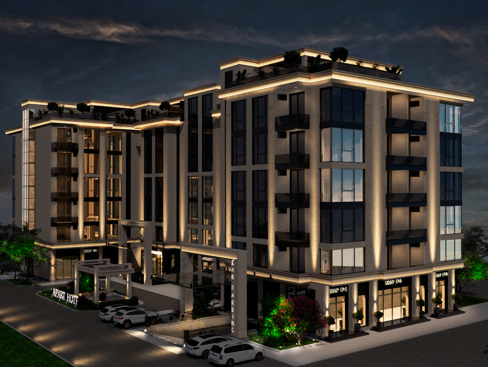 Проекты Подсветка фасада отель Derbent Resort