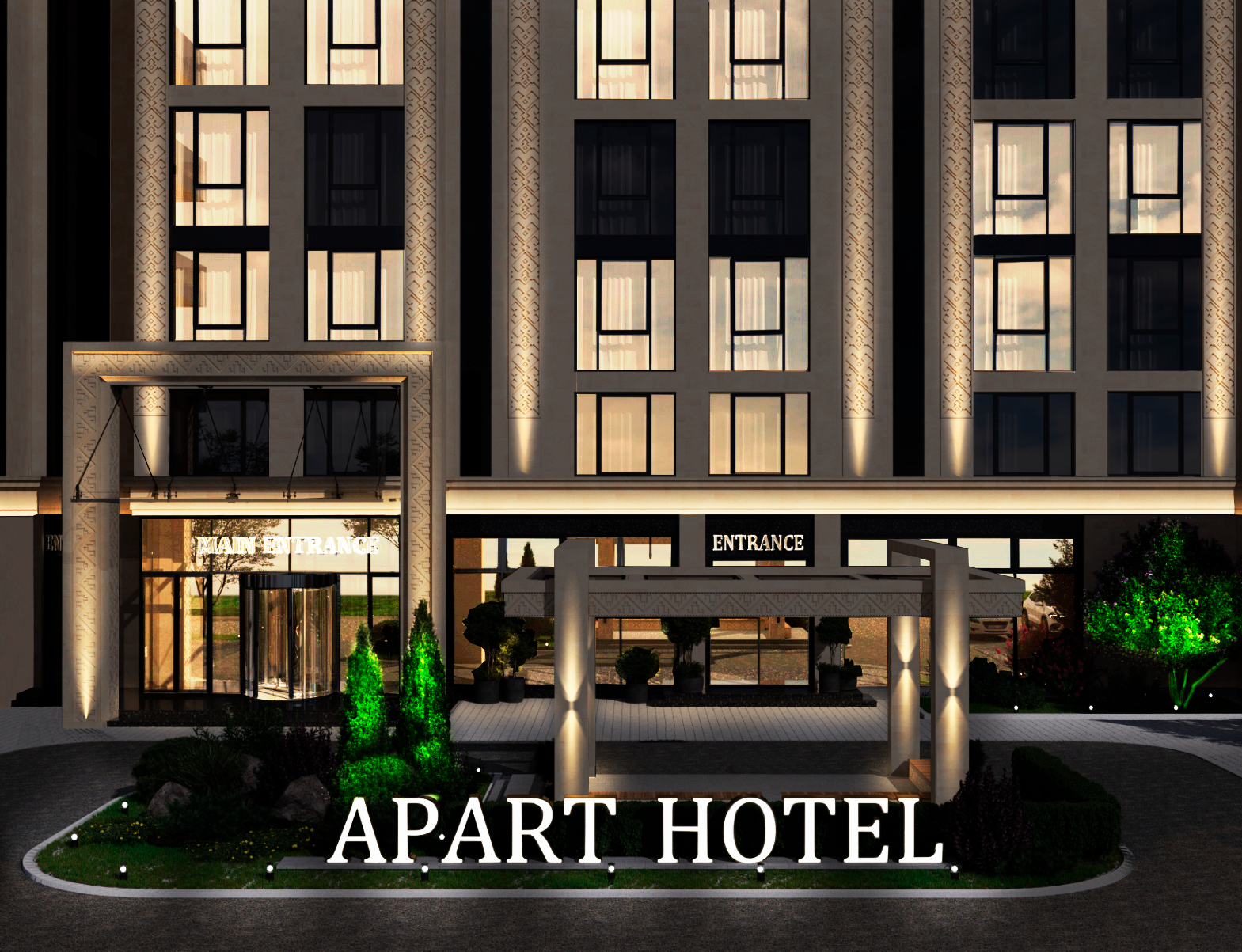 Подсветка фасада отель Derbent Resort Подсветка фасада отель Derbent Resort